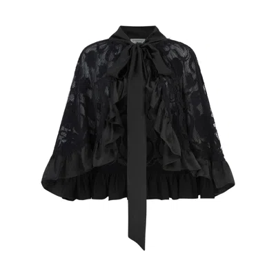 Lisa The Label Women's Black Short Magnolia Lace Cape