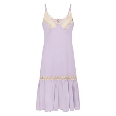 Lisa The Label Women's Blossom Lilac Silk Satin Slip Dress With Pleat Detail On Bust In Purple