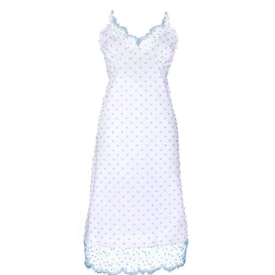 LISA THE LABEL WOMEN'S BLUE CÔTE D’AZUR SLIP DRESS WITH SPOT TULLE