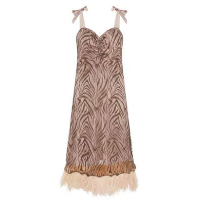 Lisa The Label Women's Brown Miss Simpson Slip Dress In Kahki With Blush Slip