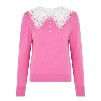 Lisa The Label Women's Le Jardin Maid Sweater In Cerise Pink