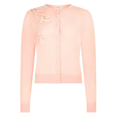 Lisa The Label Women's Pink Magnolia Appliqué Cardi