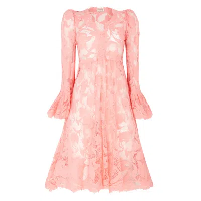 Lisa The Label Women's Pink Magnolia Lace Dress With Silk Slip Lining