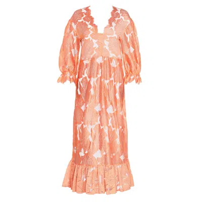 Lisa The Label Women's Pink / Purple Shell Tulle Dress Nude With Long Sleeves In Pink/purple