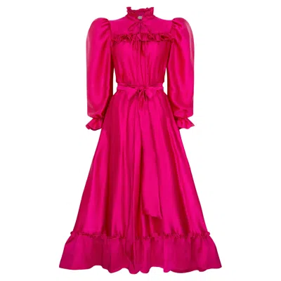 Lisa The Label Women's Red Le Jardin Long Plumerella Dress In Cerise