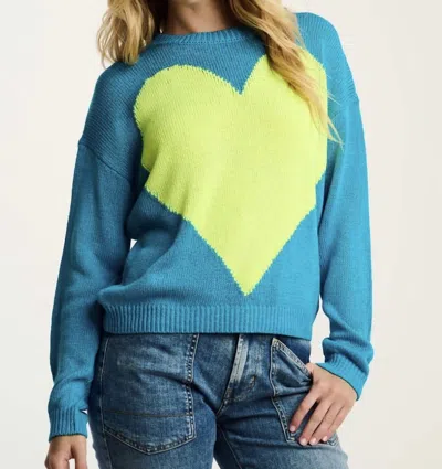 Lisa Todd Amore Mio Heart Sweater In Neon Blue In Multi