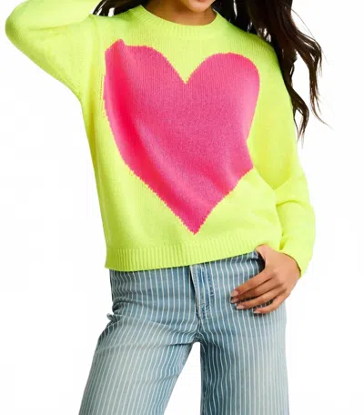 Lisa Todd Amore Mio Heart Sweater In Neon Yellow In Green