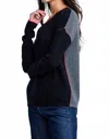 Lisa Todd Around Town Crew Neck Sweater In Black/fog In Animal Print