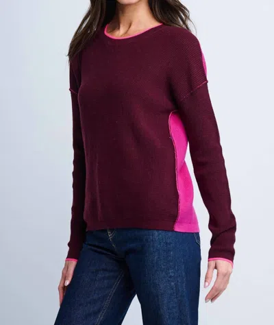 Lisa Todd Around Town Sweater In Colorblock In Burgundy
