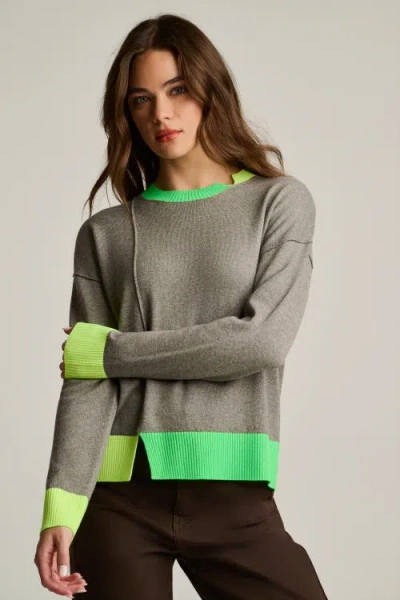 Lisa Todd Bold Block Cotton Cashmere Sweater In Grey Shadow