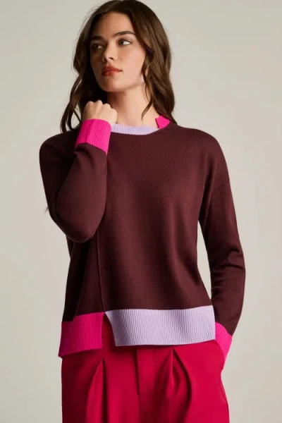 Lisa Todd Bold Block Cotton Cashmere Sweater In Rum Rasin