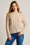 Lisa Todd Cable Crew Sweater In Brown