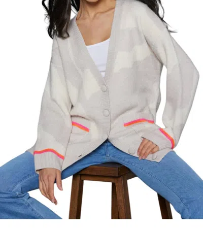 Lisa Todd Camo Cloud Cardigan In Oat/ivory In Multi