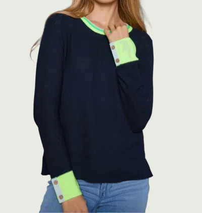 Lisa Todd Candy Cuff Ink Sweater In Black & Green In Blue