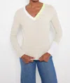 Lisa Todd Cuff Call V-neck Sweater In Almond In White