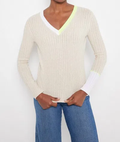 Lisa Todd Cuff Call V-neck Sweater In Almond In White