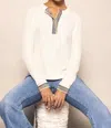 Lisa Todd Double Track Henley In Sheepskin In White