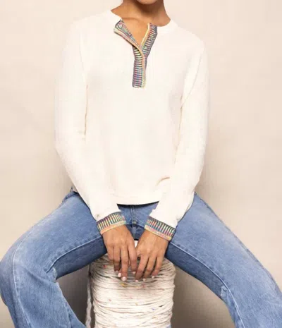 Lisa Todd Double Track Henley Top In Sheepskin