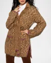 Lisa Todd Eyelash Animal-print Blanket Stitch Cardigan In Natural