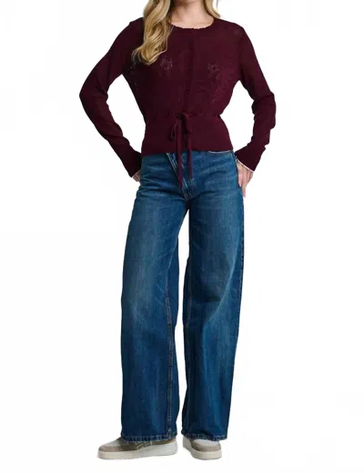 Lisa Todd Flirt Long Sleeve Cardigan In Wine In Pink