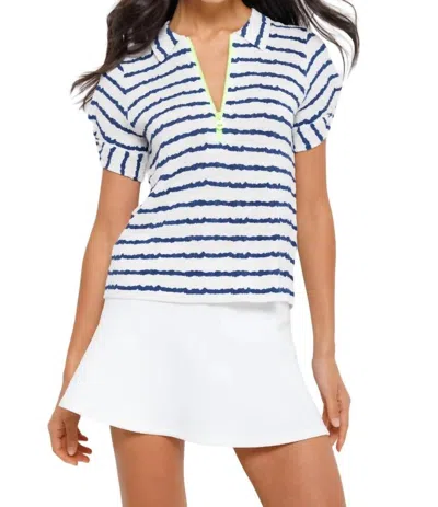 Lisa Todd Get In Line Top In White/indigo In Multi