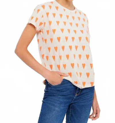Lisa Todd Heart Hype Crew Neck Tee In Bluff Orange In White