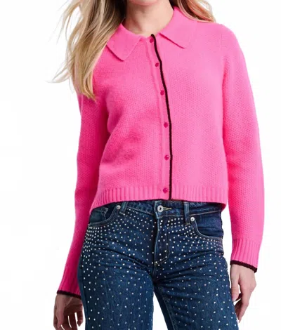 Lisa Todd Honeycomb Cashmere Cardigan In Neon Pink