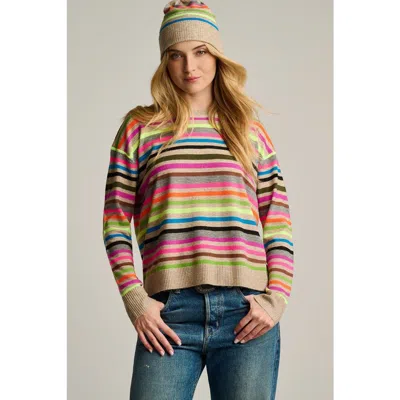 Lisa Todd Hype The Stripe Sweater In Oat Multi Stripe