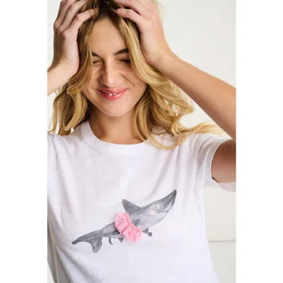 Lisa Todd Jaw Dropping Shark Tee In White