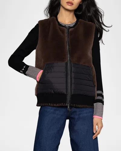 Lisa Todd Jet Setter Combo Faux Fur Vest In Multi