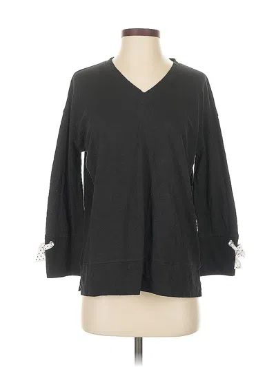 Pre-owned Lisa Todd Long Sleeve Top Gray V Neck Tops