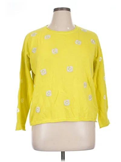Pre-owned Lisa Todd Long Sleeve Top Yellow Boatneck Tops