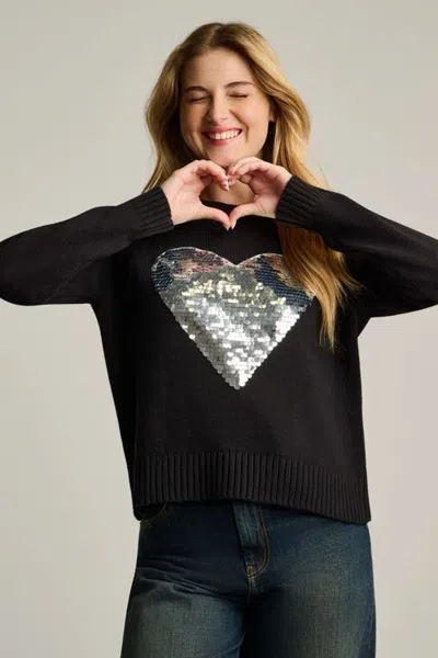 Lisa Todd Love Shine Heart Sweater In Black