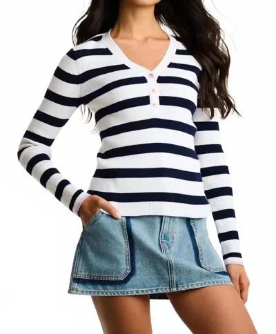 Lisa Todd Lucky Stripe Sweater In White/navy In Multi