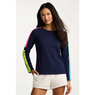 Lisa Todd Mesh On Cotton Tee In Blue