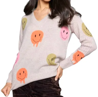 Lisa Todd Mood Check Cashmere Sweater In Birch In Gray
