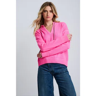 Lisa Todd Neon Lights Cotton Knit Hoodie In Pink