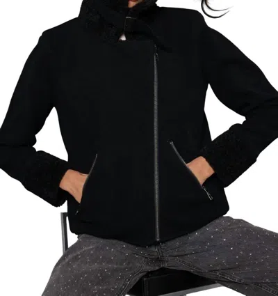 Lisa Todd No Limits Sherpa Heart Moto Jacket In Black