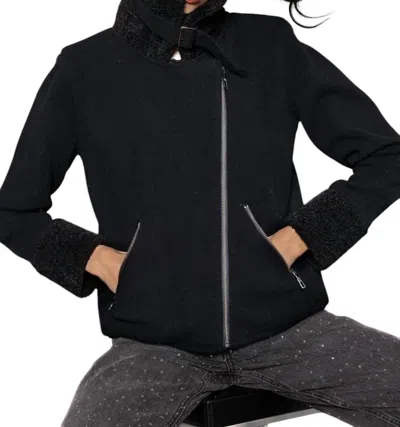 Lisa Todd No Limits Sherpa Heart Moto Jacket In Black
