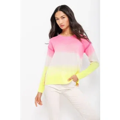 Lisa Todd Pink And Yellow Colour Me Happy Cashmere Sweater
