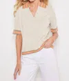 Lisa Todd Polo Club Sweater In Almond In Multi