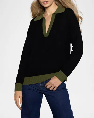 Lisa Todd Polo Pop Heart Intarsia Cashmere Sweater In Black