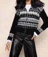 Lisa Todd Powder Puff Faux Fur Collar Fair Isle Sweater In Black