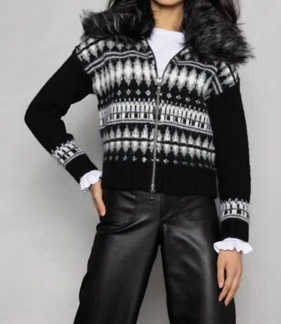 LISA TODD POWDER PUFF CARDIGAN IN BLACKM WHITE