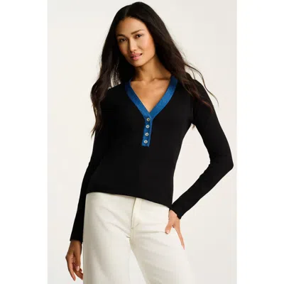Lisa Todd Pure Pima Rib V Henley In Black