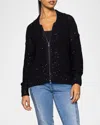 Lisa Todd Shimmer And Shaker Sequin Knit Bomber Jacket In Black