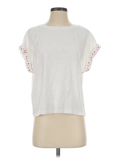 Pre-owned Lisa Todd Short Sleeve Top White Crew Neck Tops