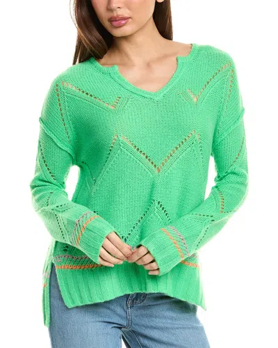 Lisa Todd Split Neck Cashmere Sweater In Green