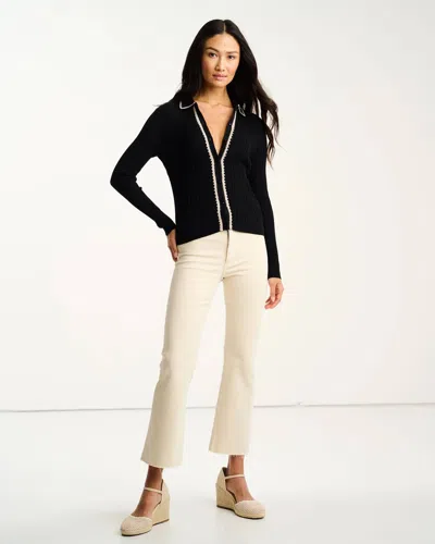 Lisa Todd Stitch Please Cotton Sweater Cardigan In Black