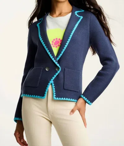 Lisa Todd Stitchy Mix Blazer In Beach Navy In Pink